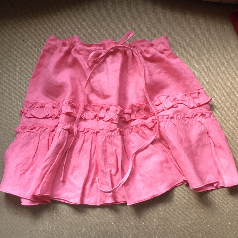Linen dusty pink drawstring skirt